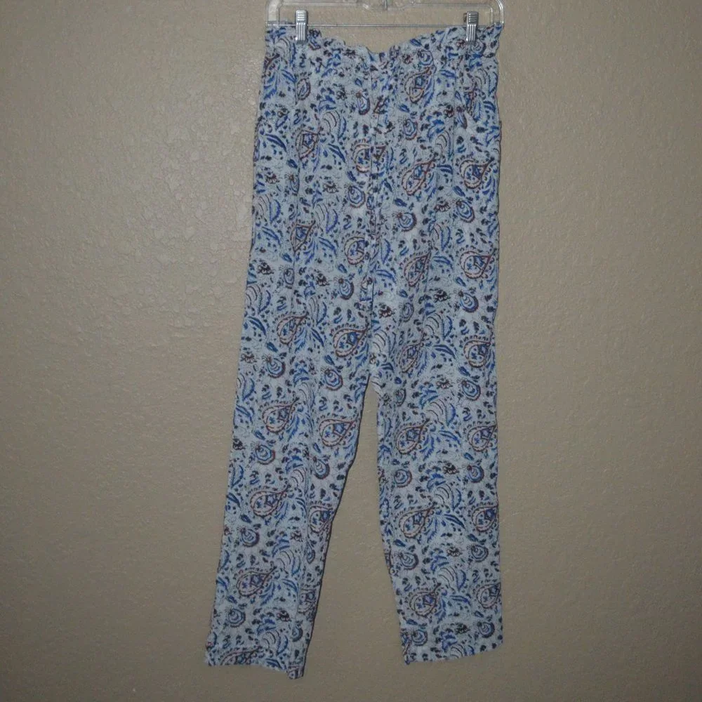 NWT $189 Sz XS Xirena Tayler Blue White Mosaic Drawstring Casual Comfy Pants